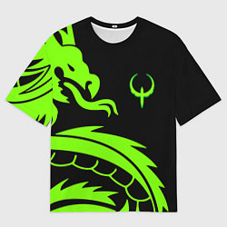 Футболка оверсайз мужская Квейк кислотный дракон лого, цвет: 3D-принт