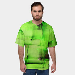 Футболка оверсайз мужская Чёрные пятна на зелёном фоне абстракция, цвет: 3D-принт — фото 2