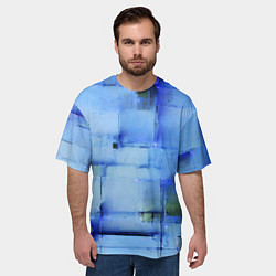 Футболка оверсайз мужская Чёрные пятна на синем фоне абстракция, цвет: 3D-принт — фото 2