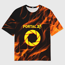Футболка оверсайз мужская Portal flame steel, цвет: 3D-принт