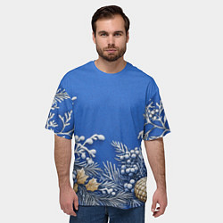 Футболка оверсайз мужская Новогодние веточки, цвет: 3D-принт — фото 2