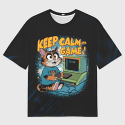 Футболка оверсайз мужская Котик игроман, цвет: 3D-принт