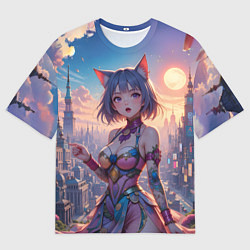 Мужская футболка оверсайз Аниме в фантастическом городе