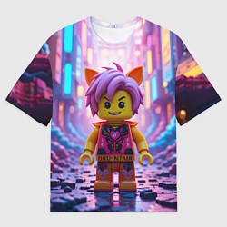Футболка оверсайз мужская Роблокс с фиолетовыми волосами, цвет: 3D-принт