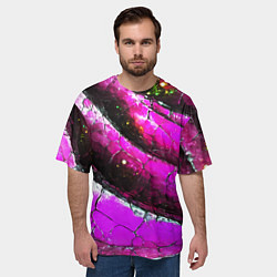 Футболка оверсайз мужская Розовая волнистая абстракция, цвет: 3D-принт — фото 2