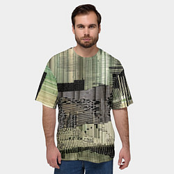 Футболка оверсайз мужская Глитч-арт с отрезками - нейросеть, цвет: 3D-принт — фото 2