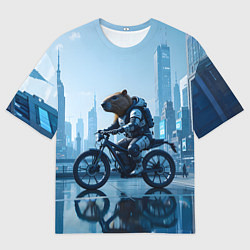 Футболка оверсайз мужская Капибара мотоциклист, цвет: 3D-принт