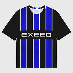 Футболка оверсайз мужская Exeed - синие полосы, цвет: 3D-принт
