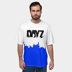 Футболка оверсайз мужская Dayz сине белая геомтерия, цвет: 3D-принт — фото 2