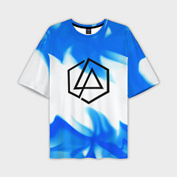 Мужская футболка оверсайз Linkin park blue flame