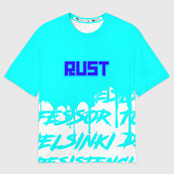 Футболка оверсайз мужская Rust надписи краски, цвет: 3D-принт