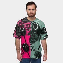 Футболка оверсайз мужская Маски из игры в кальмара, цвет: 3D-принт — фото 2