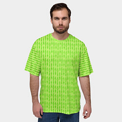 Футболка оверсайз мужская Светлый жёлто-зелёный текстурированный, цвет: 3D-принт — фото 2