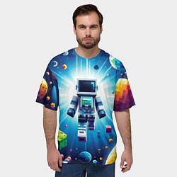 Футболка оверсайз мужская Minecraft - an astronaut in outer space, цвет: 3D-принт — фото 2