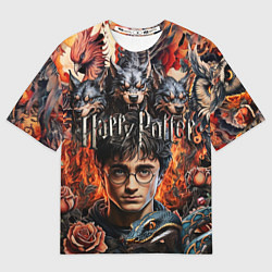 Футболка оверсайз мужская Гарри Поттер и мифические существа, цвет: 3D-принт