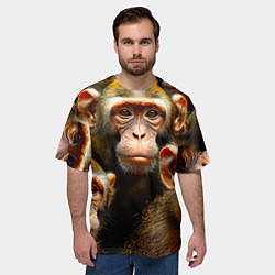 Футболка оверсайз мужская Макаки, цвет: 3D-принт — фото 2