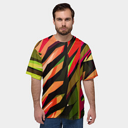 Футболка оверсайз мужская Красно-чёрная абстракция, цвет: 3D-принт — фото 2