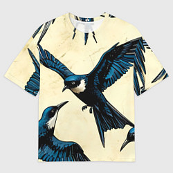 Футболка оверсайз мужская Ласточки, цвет: 3D-принт