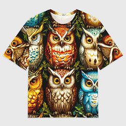 Мужская футболка оверсайз Много сов