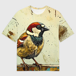 Футболка оверсайз мужская Воробушек, цвет: 3D-принт
