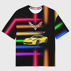 Футболка оверсайз мужская Chevrolet Corvette - racing team, цвет: 3D-принт