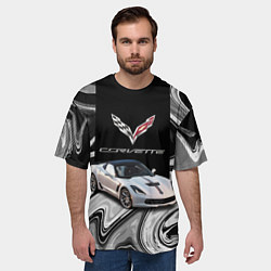Футболка оверсайз мужская Chevrolet Corvette - motorsport racing team, цвет: 3D-принт — фото 2
