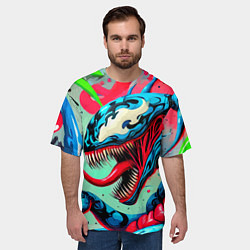 Футболка оверсайз мужская Свирепый Веном - граффити, цвет: 3D-принт — фото 2