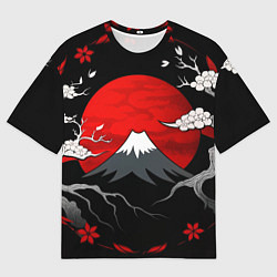 Футболка оверсайз мужская Японский вулкан, цвет: 3D-принт