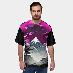 Футболка оверсайз мужская Горы и сакура в Японии, цвет: 3D-принт — фото 2