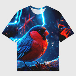 Футболка оверсайз мужская Снигирь и молнии, цвет: 3D-принт