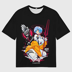 Футболка оверсайз мужская Рей Аянами и копье - Евангелион, цвет: 3D-принт