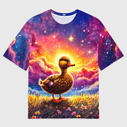 Футболка оверсайз мужская Космическая уточка, цвет: 3D-принт