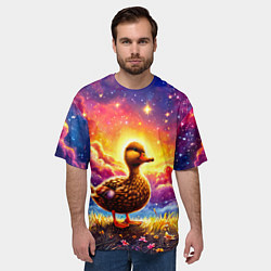 Футболка оверсайз мужская Космическая уточка, цвет: 3D-принт — фото 2