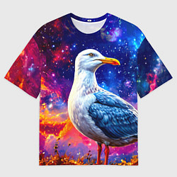 Мужская футболка оверсайз Чайка и космос