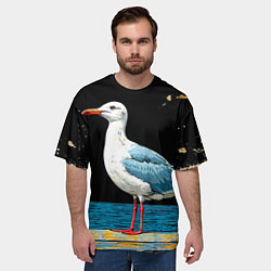 Футболка оверсайз мужская Чайка на море ночью, цвет: 3D-принт — фото 2