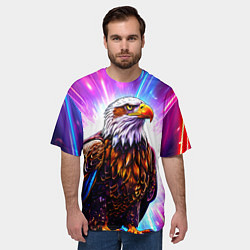 Футболка оверсайз мужская Орел в неоновых огнях, цвет: 3D-принт — фото 2