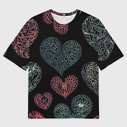 Футболка оверсайз мужская Сердца в виде узоров, цвет: 3D-принт