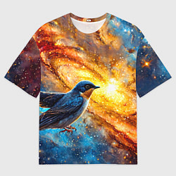 Мужская футболка оверсайз Ласточка в космосе