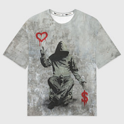 Мужская футболка оверсайз Banksy - heart money