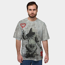 Футболка оверсайз мужская Banksy - heart money, цвет: 3D-принт — фото 2