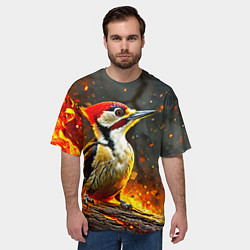 Футболка оверсайз мужская Дятел в огне, цвет: 3D-принт — фото 2