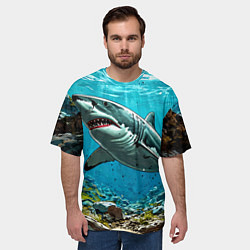 Футболка оверсайз мужская Злобная акула, цвет: 3D-принт — фото 2