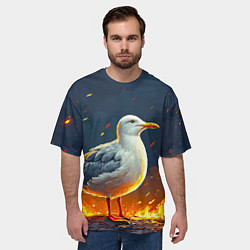 Футболка оверсайз мужская Чайка в огне, цвет: 3D-принт — фото 2