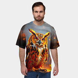 Футболка оверсайз мужская Филин в огне, цвет: 3D-принт — фото 2