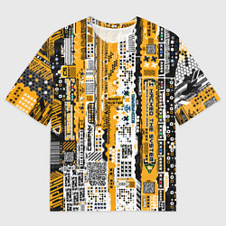 Футболка оверсайз мужская Cyberpunk pattern yellow, цвет: 3D-принт