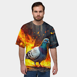 Футболка оверсайз мужская Голубь в огне, цвет: 3D-принт — фото 2