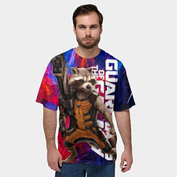 Футболка оверсайз мужская Стражи галактики - Ракета, цвет: 3D-принт — фото 2