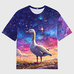 Футболка оверсайз мужская Гусь и космос, цвет: 3D-принт