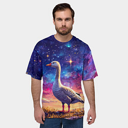 Футболка оверсайз мужская Гусь и космос, цвет: 3D-принт — фото 2