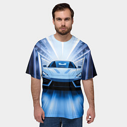 Футболка оверсайз мужская Спорткар на скорости, цвет: 3D-принт — фото 2